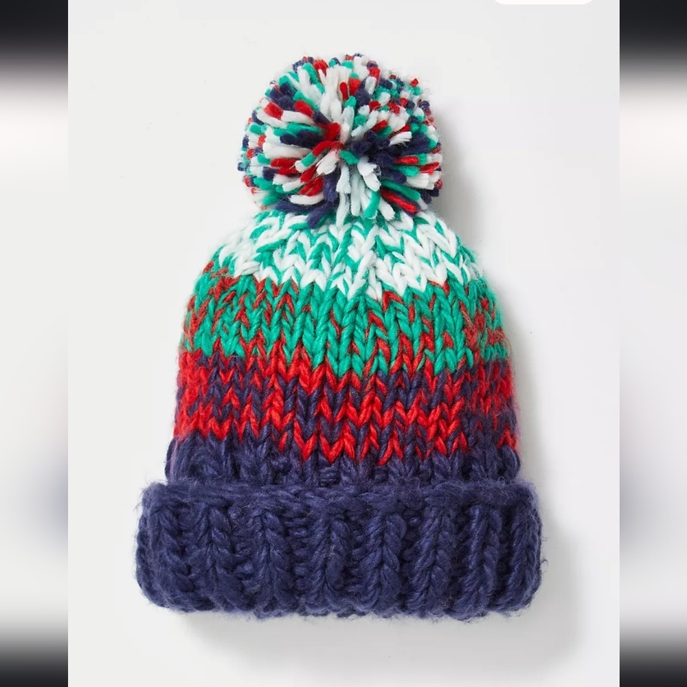 Free People Multicolor Knit Pom-Pom Hat